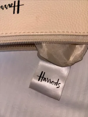 Harrods Pebbled Leather Zip Pouch in Cream thumbnail 3