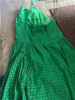The shirt Rochelle Behrens Ashby Sleeveless Eyelet Halter Sundress - Green thumbnail 8