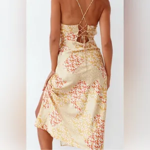 Hello Molly Yellow and Red Floral midi Dress NWOT thumbnail 2
