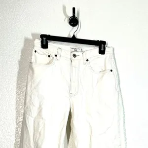 4 white wide-leg jeans by Abercrombie & Fitch "the loose high-rise" 26" inseam thumbnail 7