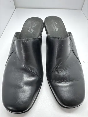 Clarks Black Leather Mule Clogs Slip On Comfort Shoes Women’s thumbnail 3