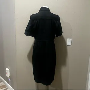 Zara basic black short sleeve button up dress thumbnail 5
