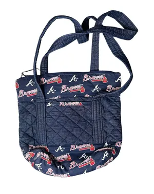 Handmade Atlanta Braves Crossbody Bag Women Blue Quilted Denim MLB thumbnail 1
