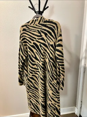 She + Sky Zebra Animal Print Long Cardigan Brown & Black thumbnail 7
