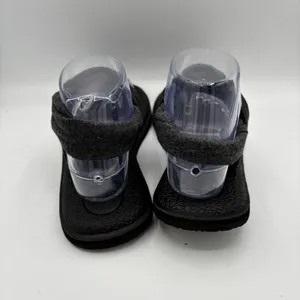 Sanuk Sandals Womens 9Yoga Flat Thong Slingback Black/grayFabric Casual‎ Comfort thumbnail 3