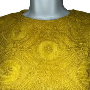 DRESSINGPAULA‎ Lemon Yellow Lace Sheath Embellished Flower Design NWT XS thumbnail 4