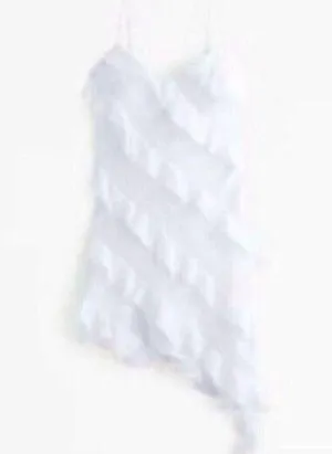 Abercrombie and Fitch White Ruffle Slip Asymmetrical Dress Size XS NWT thumbnail 2