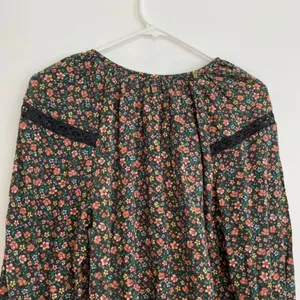 OLD NAVY Long Sleeve Lace Trimmed Floral Print Blouse Brown Button Cottagecore thumbnail 11