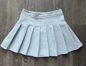 Missguided Light Blue Pleated Skater Mini Skirt thumbnail 1