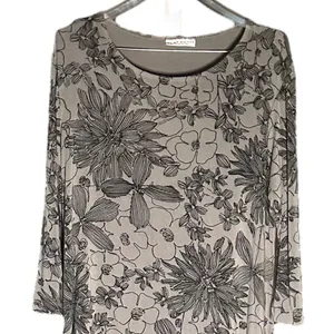 Bryn Walker Irys Black and Grey Stretch Jersey Floral‎ Dress Sz XL thumbnail 4