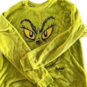 Dr. Seuss The Grinch Plush Sweatshirt Soft Long Sleeve Sz L Green Christmas thumbnail 1