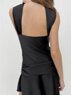 ZARA Satin Black Scarf Dress thumbnail 7