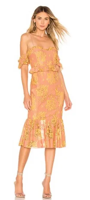 MAJORELLE Sashie Midi Dress in Golden Blush Size XS - C57-007 thumbnail 1