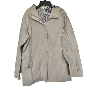 Free Country Women's Jacket Rain Hooded Beige Canvas Trench Gorpcore Sz Medium thumbnail 2