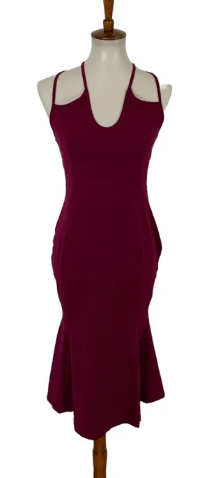 ASOS Plum Midi Dress 6 Sleeveless Bodycon Cocktail Wedding Guest‎ thumbnail 1
