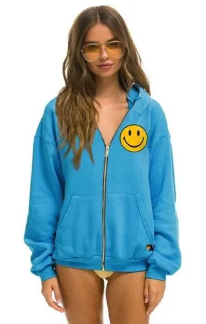 Blue smiley face aviator nation zip Sz XS thumbnail 1