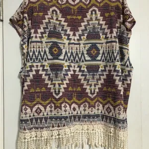 Boho Aztec western print‎ shirt tassel detail Xhilaration women’s size medium thumbnail 10