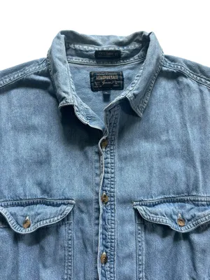 Aeropostale 100% Cotton Boxy Oversized Denim Button Cut Off Shirt Size XL thumbnail 3