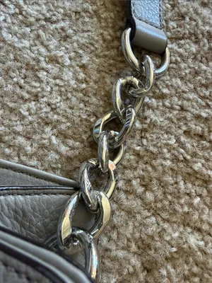 Michael Kors Light Gray Pebbled Leather Satchel with Chain Strap thumbnail 8