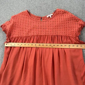 Jodifl Eyelet Cutout Babydoll Blouse Women's Small Orange Short Sleeve Ruffle thumbnail 6