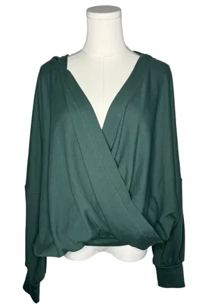 Free People Beach Forest Green Relaxed Oversized Wrap Hooded Sweater Hoodie thumbnail 1