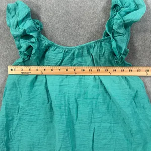Express Ruffle Strap Tank Top Women's Large Gauzy Sleeveless Turquoise thumbnail 3