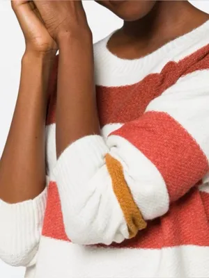 PINQUE Gina Rib Crew Neck Knit Colorblock Striped Sweater, Size Large thumbnail 4