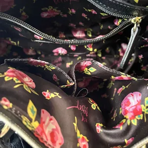 Betsey Johnson Blue Bow Faux Leather Floral Stripe Dome Satchel Bag Handbag thumbnail 6