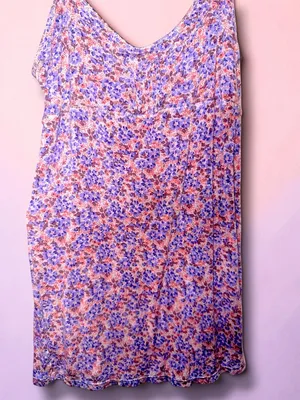 Free People-Vintage Y2K Pink & Purple Floral Bodycon Spaghetti Strap-Size S thumbnail 4