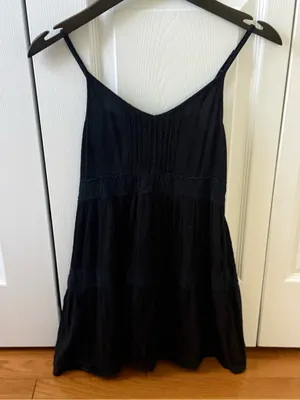 Aerie Black Lace Detailed Babydoll Dress in Black thumbnail 2
