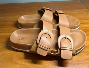 Time and Tru Double Buckle Slip On Sandal Tan Brown Cognac Casual‎ Comfort 8 thumbnail 1