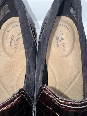 Clarks Emily Amelia Loafers Women's US 8.5 W Brown Croc Patent Shoes thumbnail 7