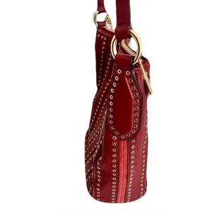 NWT Michael Kors Brown ‘Brooklyn Grommet Leather Feed Bag’ Crossbody in “Brick” thumbnail 6