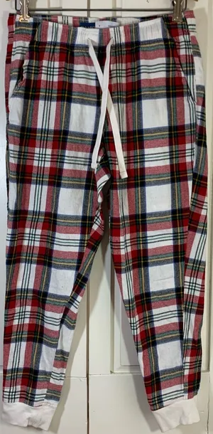 Old Navy Flannel Jogger White Tartan‎ Plaid Pajama Pants Small Match the Fam thumbnail 1