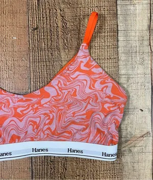 Hanes 2X Boho Paint Swirl Art Bralette V Neck Adjustable Abstract Pastel Funky thumbnail 7