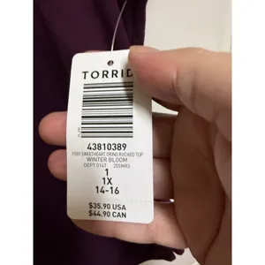 Torrid 1X 14-16 Foxy Sweetheart O-Ring Ruched Top Winter Bloom Purple NWT thumbnail 9