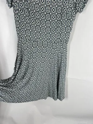 LOFT Geometric Crisscross Back Fit & Flare Dress Blue White Size 0 thumbnail 5