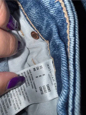 American Eagle Distressed Mom Jeans Women’s 8 Short Light Wash Ripped thumbnail 7