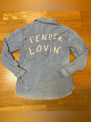Vintage Forever 21 Embroidered Tender Lovin Boho Coastal Cowgirl Chambray Top S thumbnail 2