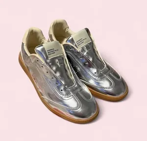 Steve Madden Metallic Silver Low-Top Sneakers with Gum Sole thumbnail 1