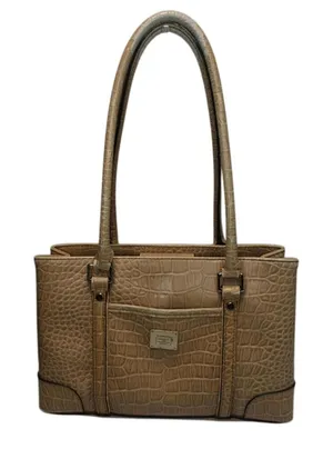 Vintage Liz Claiborne Tan Faux leather Croc shulder bag thumbnail 1