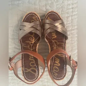 Sam Edelman Gold and Tan Platform Sandals thumbnail 4