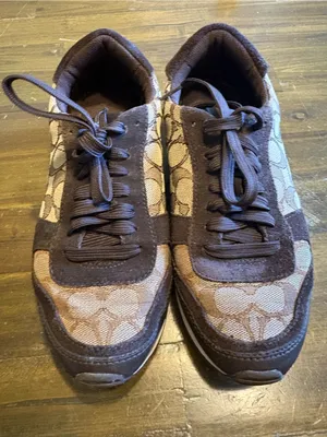 Coach Mason Jacquard Sneakers Suede Signature Monogram CC Canvas Brown Tan thumbnail 3