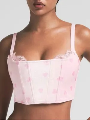SKIMS Velvet Lace Cropped‎ Corset Cherry Blossom Heart Breaker thumbnail 1