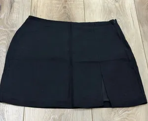 Black Mini Skirt with Side Slit thumbnail 1