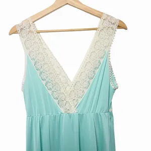 VTG Vanity Fair Nightgown 36 Aqua Blue Lace Maxi Dress 60s 70s USA Nylon thumbnail 5