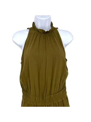 Chelsea28 Olive Green Sleeveless Halter Neck Jumpsuit Size Small Minimalist Boho thumbnail 3