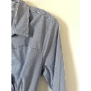 J. Crew Tie Waist Shirt Knee Length Dress Striped Navy Blue White Size 12 thumbnail 4