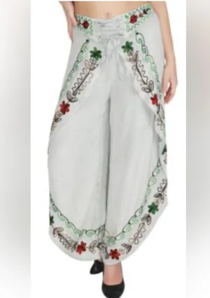 Elegant Embroidered Wide Leg Pants 100%viscose NWOT thumbnail 5