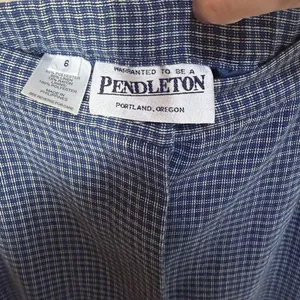 Pendleton Blue Gingham Linen Blend Button Front Maxi Skirt Womens 6‎ High Waist thumbnail 6
